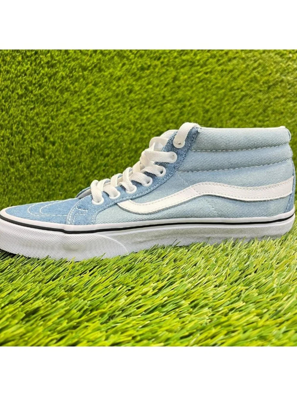 Vans Sk8-Mid Reissue Denim 2-Tone Womens Size 8.5 Blue Athletic Shoes Sneakers